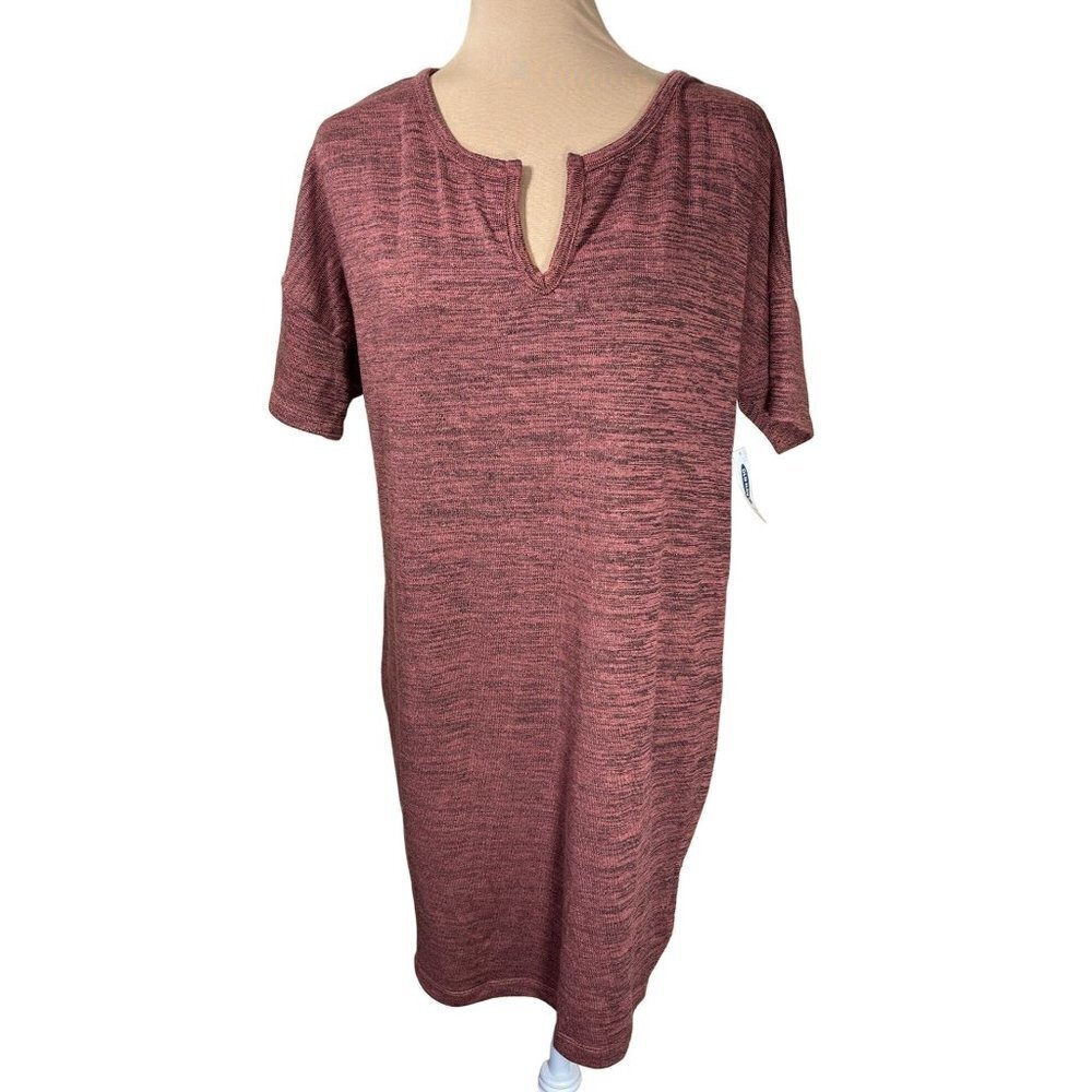 Old Navy Women's T-Shirt Dress Marled Brick Red Short Sleeve Size S Petite